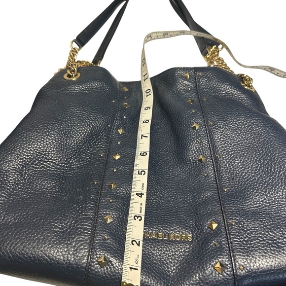 Michael Kors Jet Set Navy Blue Leather Studded Chain Strap Bag - Picture 15 of 16
